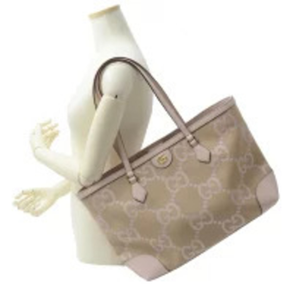Gucci Jumbo GG Tote Bag Canvas Beige Pink - Picture 8 of 9